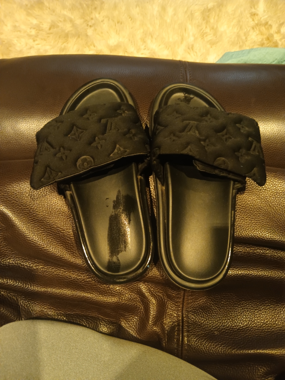 Louis Vuitton Black Quilted Monogram Slide Sandals - Picture 3 of 5
